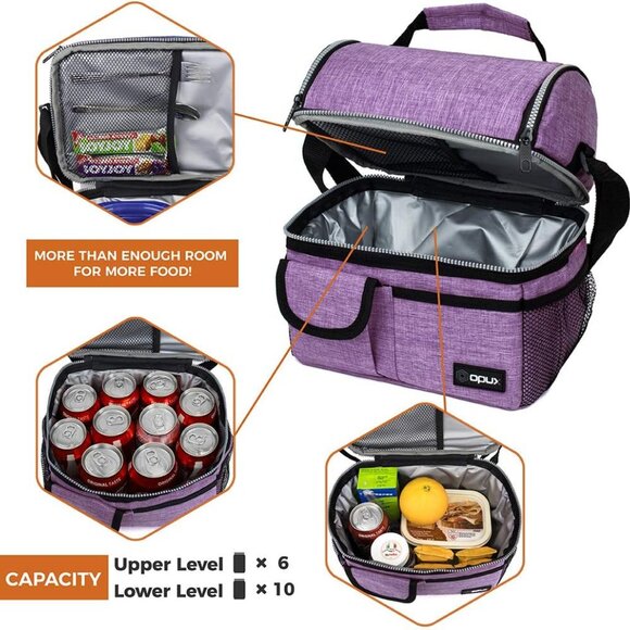 Lunch Bag Women Insulated, Adult Lunch Box Cooler, Lunch Box for Men, Dual Compa - Picture 8 of 9